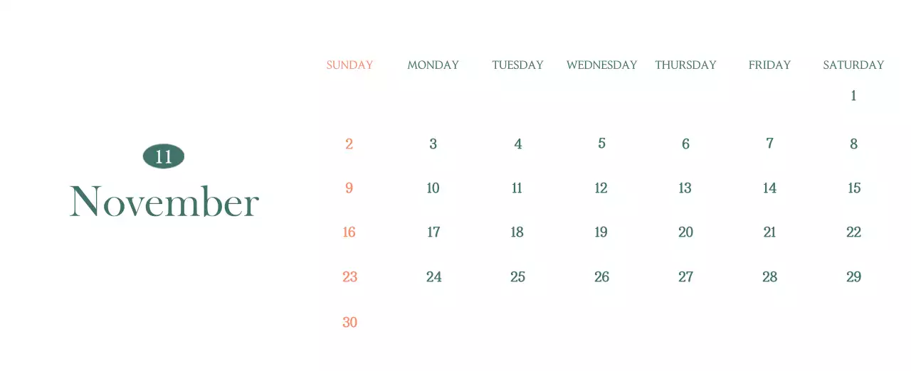 A modern cafe calendar with drink of the month recommendations