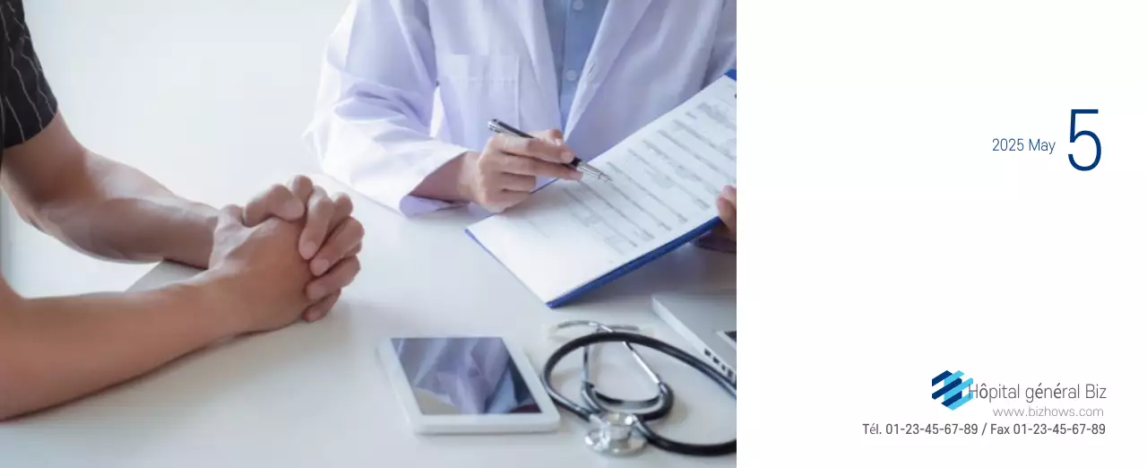 Calendrier promotionnel d'hôpital simple blanc marine