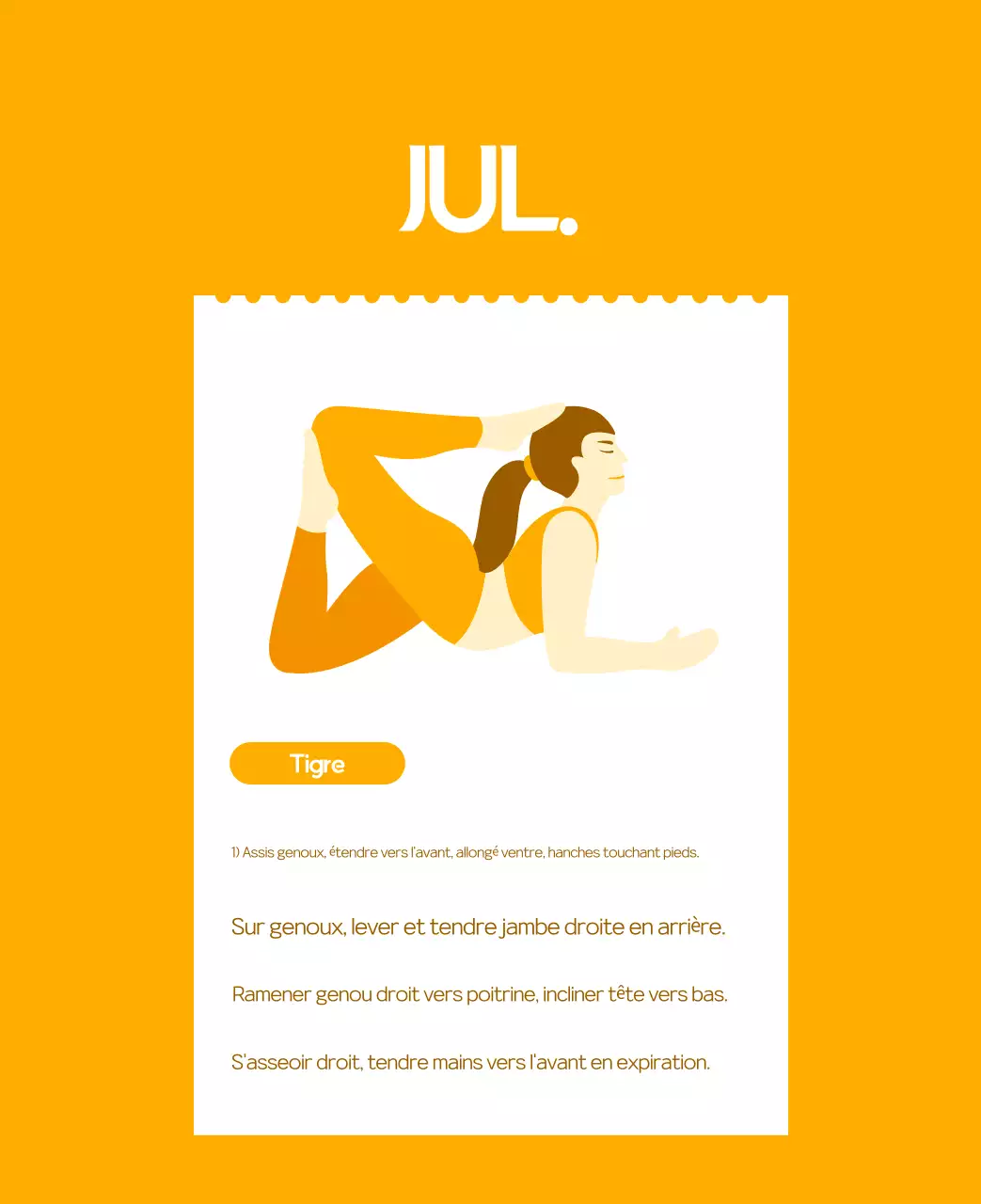 Calendrier promotionnel de yoga minimaliste orange