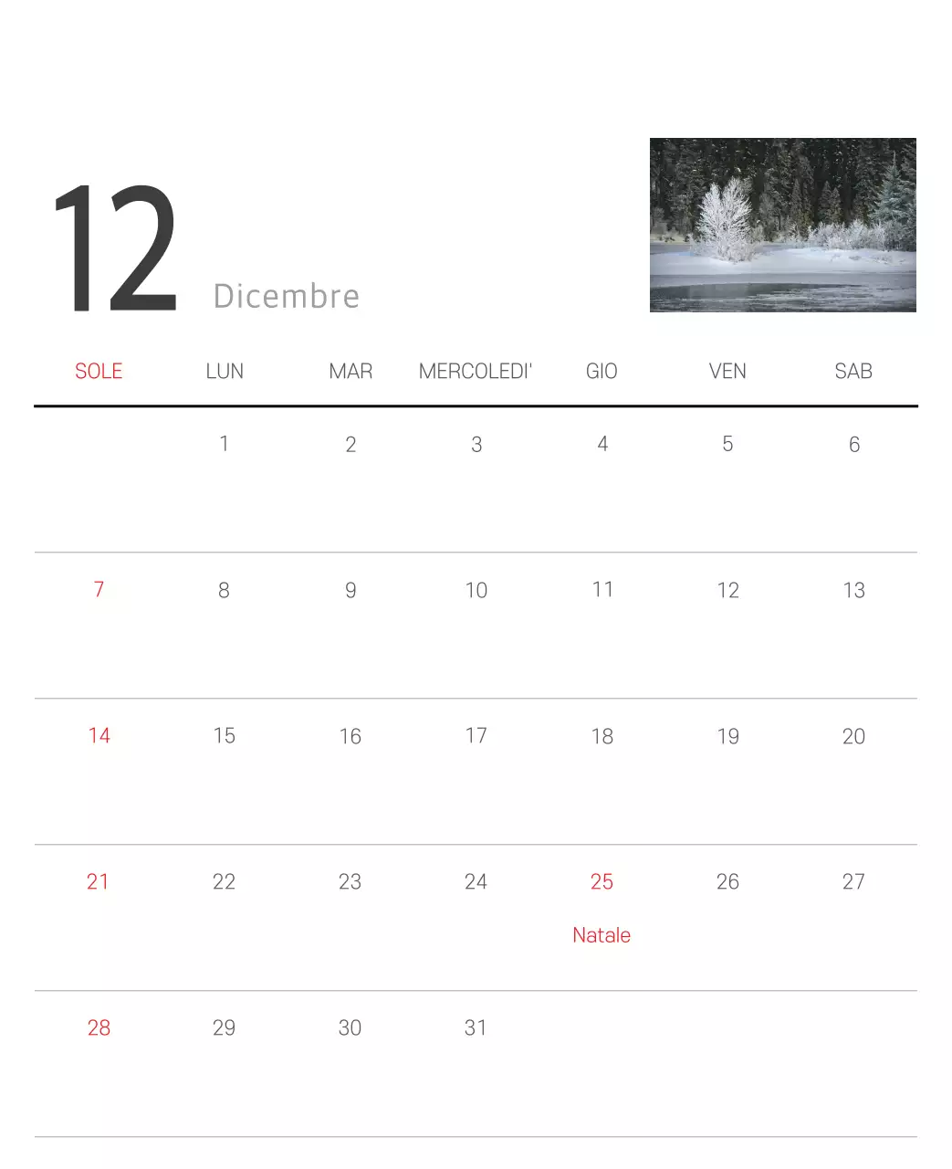 Calendario botanico naturale bianco e pulito