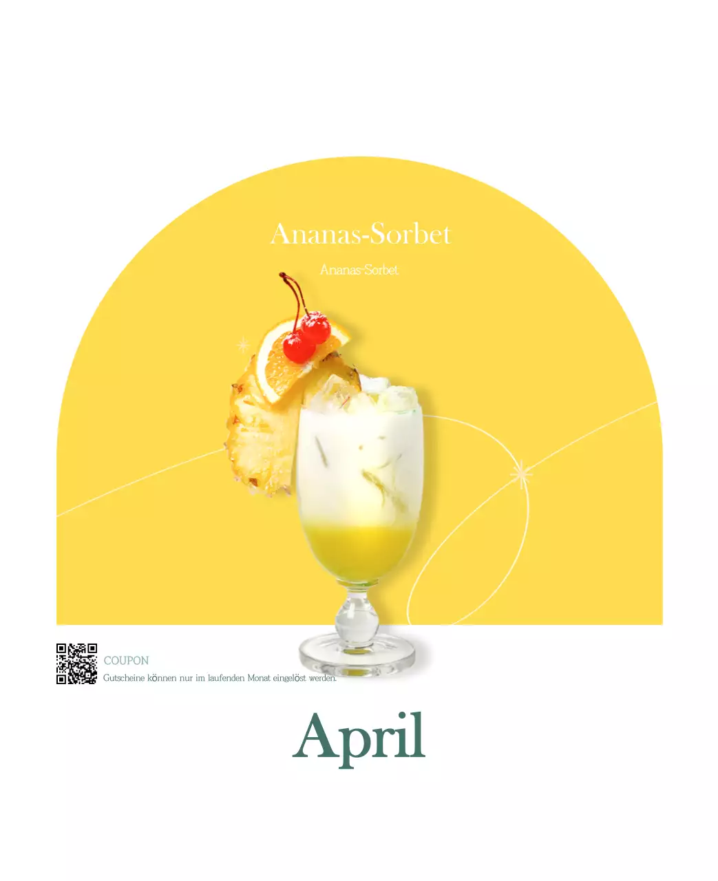 Ein moderner Café-Kalender mit Empfehlungen für das Getränk des Monats