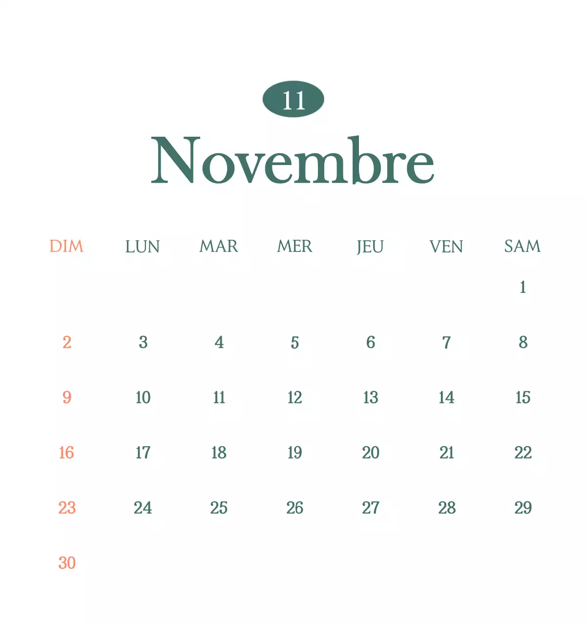 Un calendrier moderne pour les cafés avec des recommandations sur la boisson du mois.