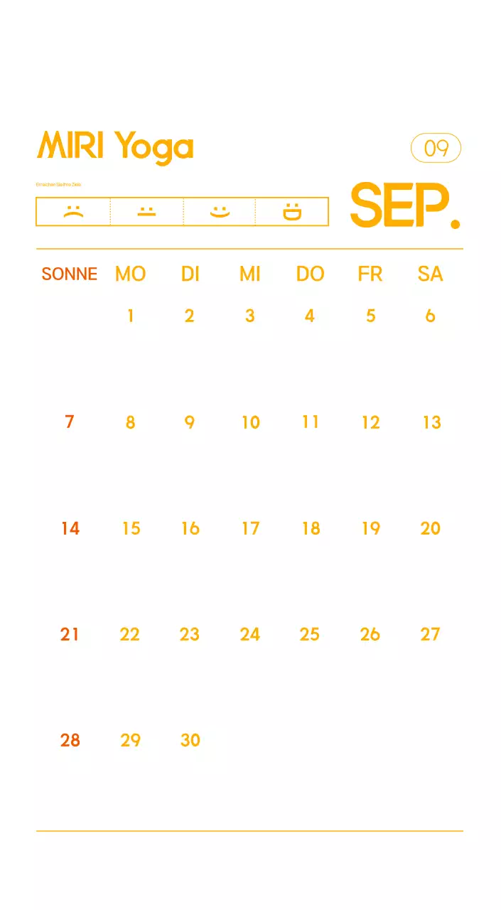 Orange Minimalistischer Yoga-Aktionskalender