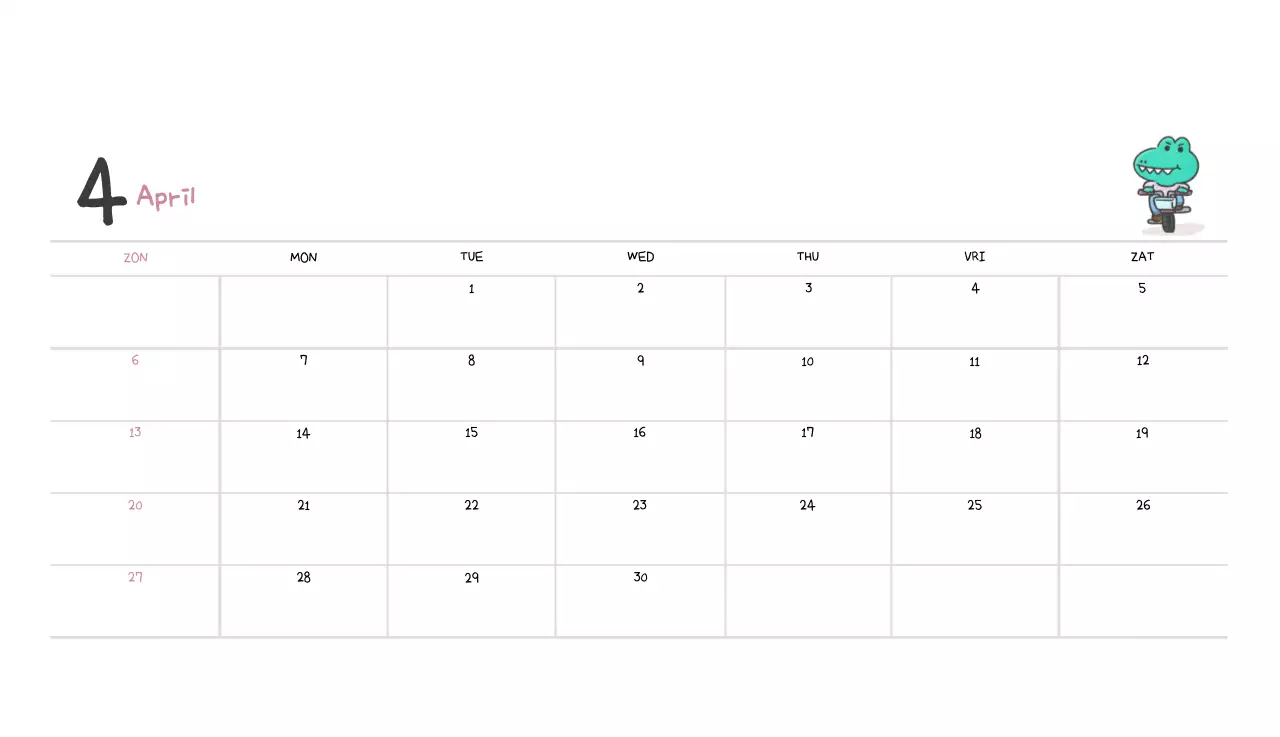 Een kalender met een schattig Ago-illustratieconcept