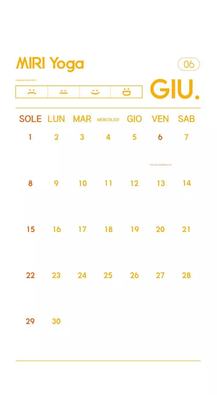 Calendario promozionale arancione dello yoga minimalista