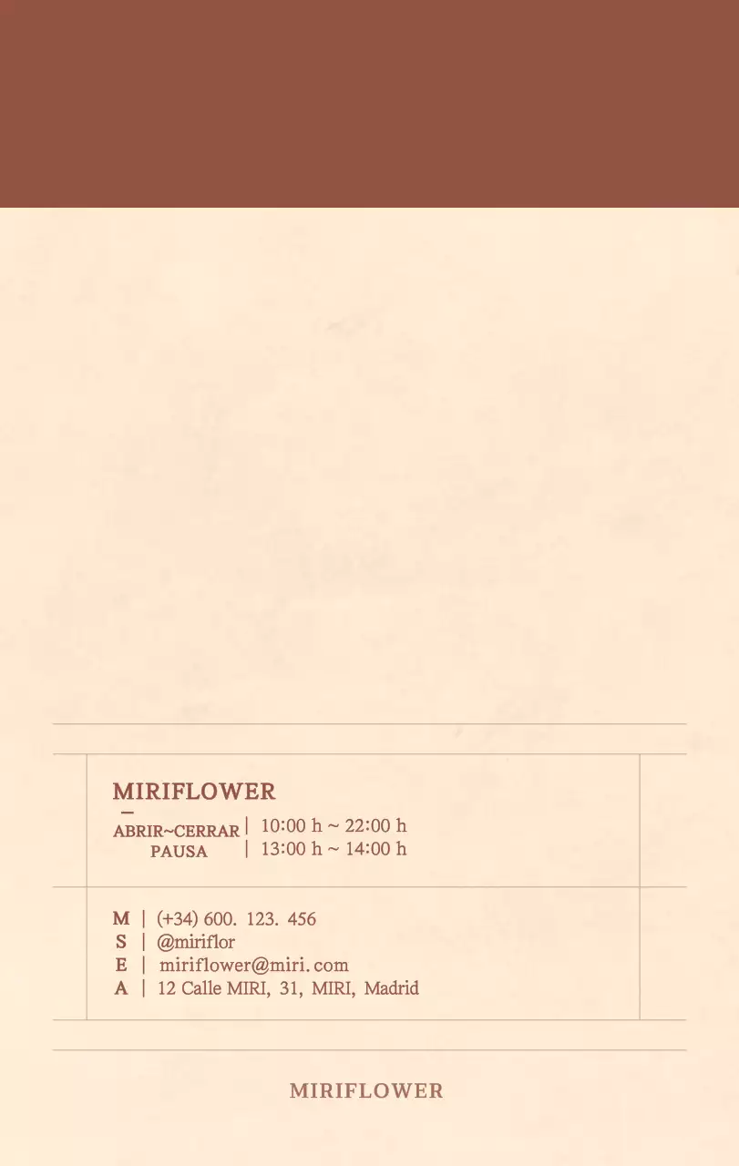 Un calendario sentimental de floristería en papel de lana marrón claro y marrón concepto