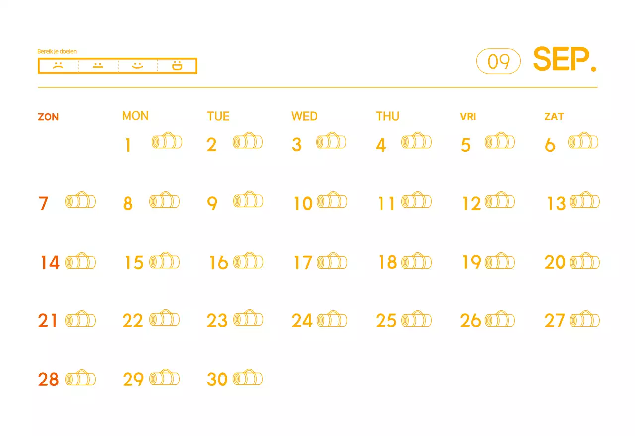 Oranje Minimalistische Yoga Promotiekalender