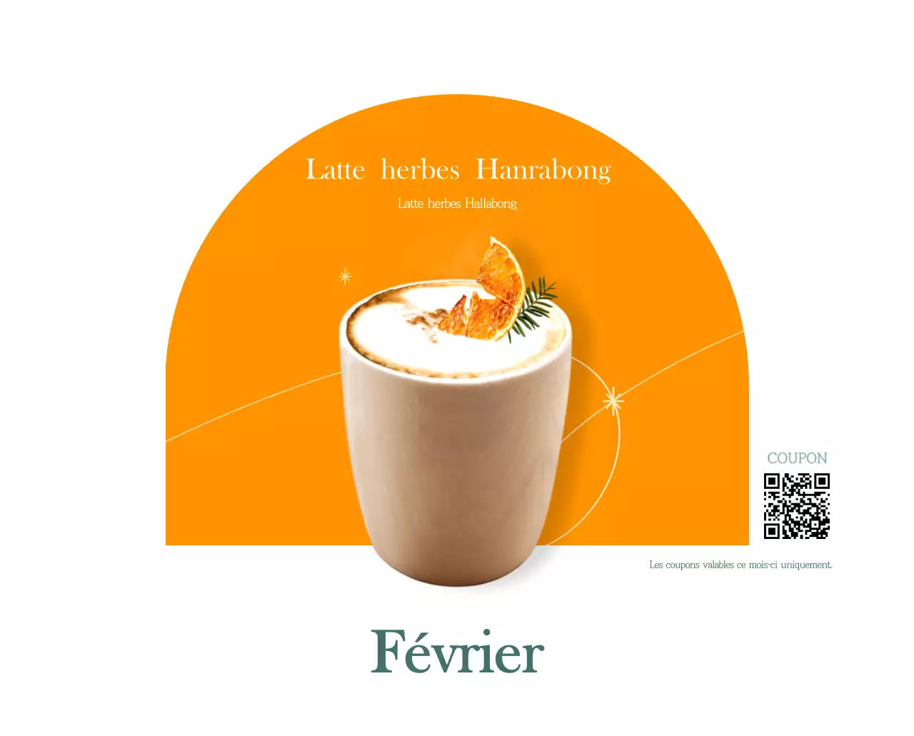 Un calendrier moderne pour les cafés avec des recommandations sur la boisson du mois.