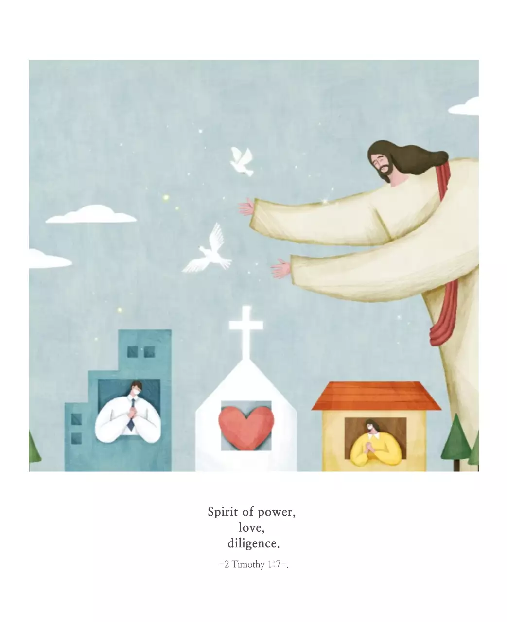 Ilustrasi gereja yang bersih dengan warna pastel