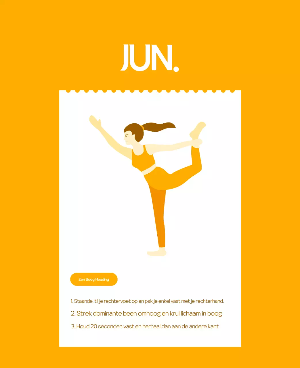 Oranje Minimalistische Yoga Promotiekalender