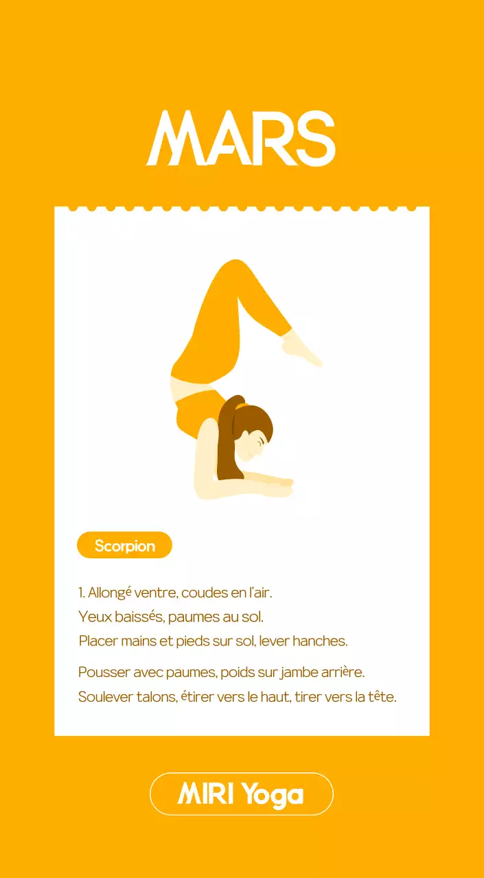 Calendrier promotionnel de yoga minimaliste orange