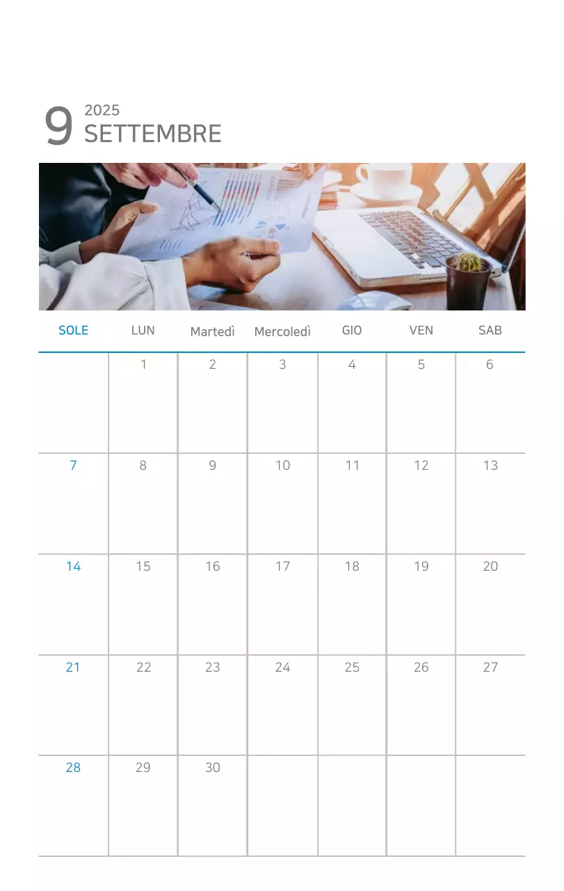 Calendario moderno blu Promozioni aziendali