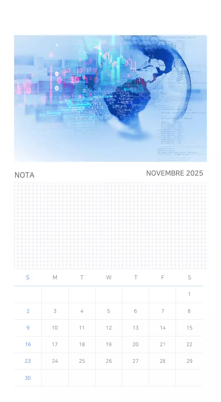 Calendario minimalista blu