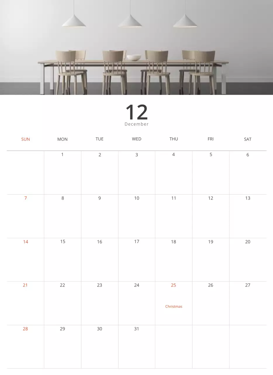 Kalender interior minimalis berwarna krem