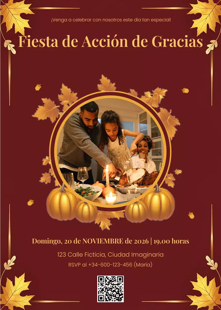 Invitación minimalista marrón amarilla para Acción de Gracias