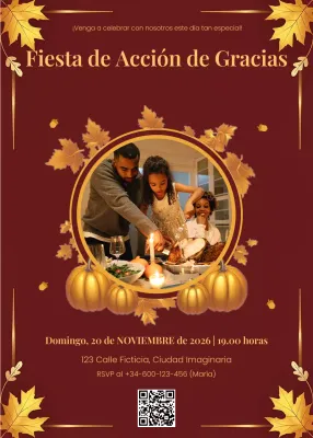 Invitación minimalista marrón amarilla para Acción de Gracias