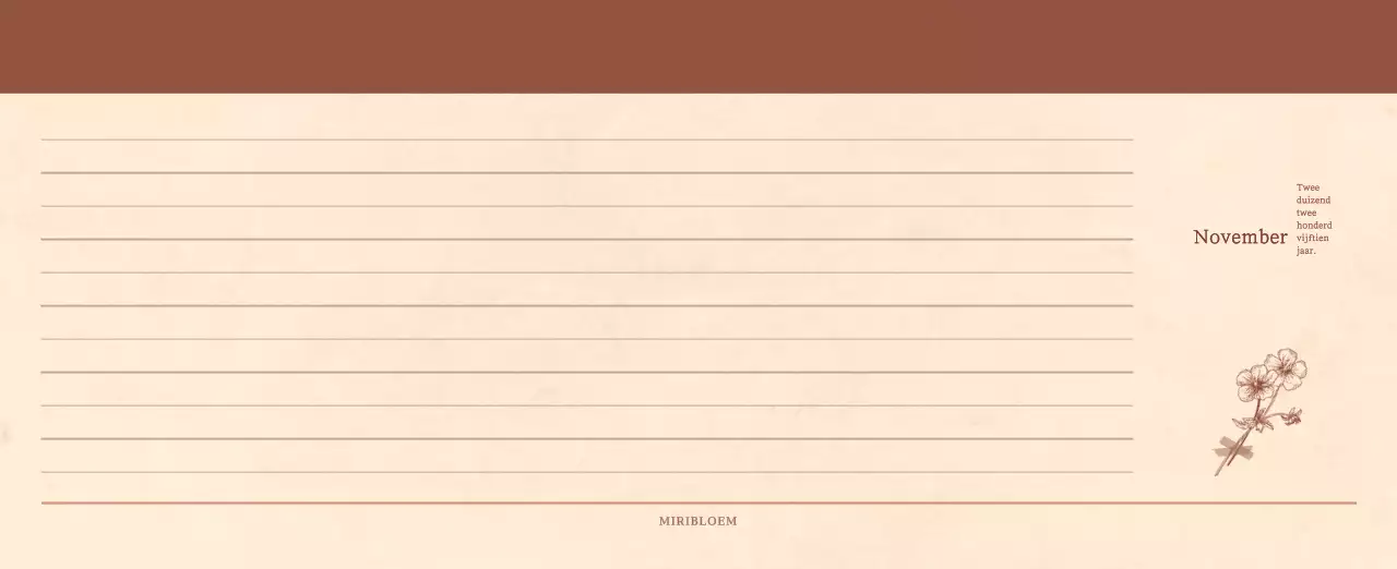 Een sentimentele bloemenkalender in lichtbruin en bruin wollen papierconcept