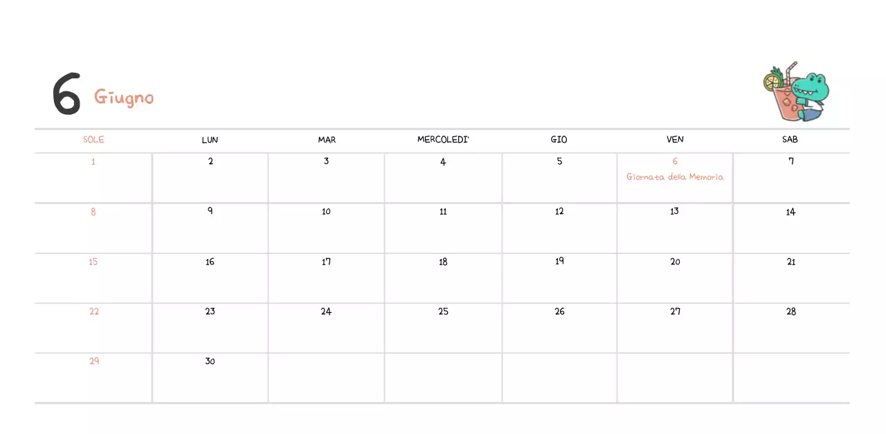 Un calendario con un simpatico concetto di illustrazione di Ago