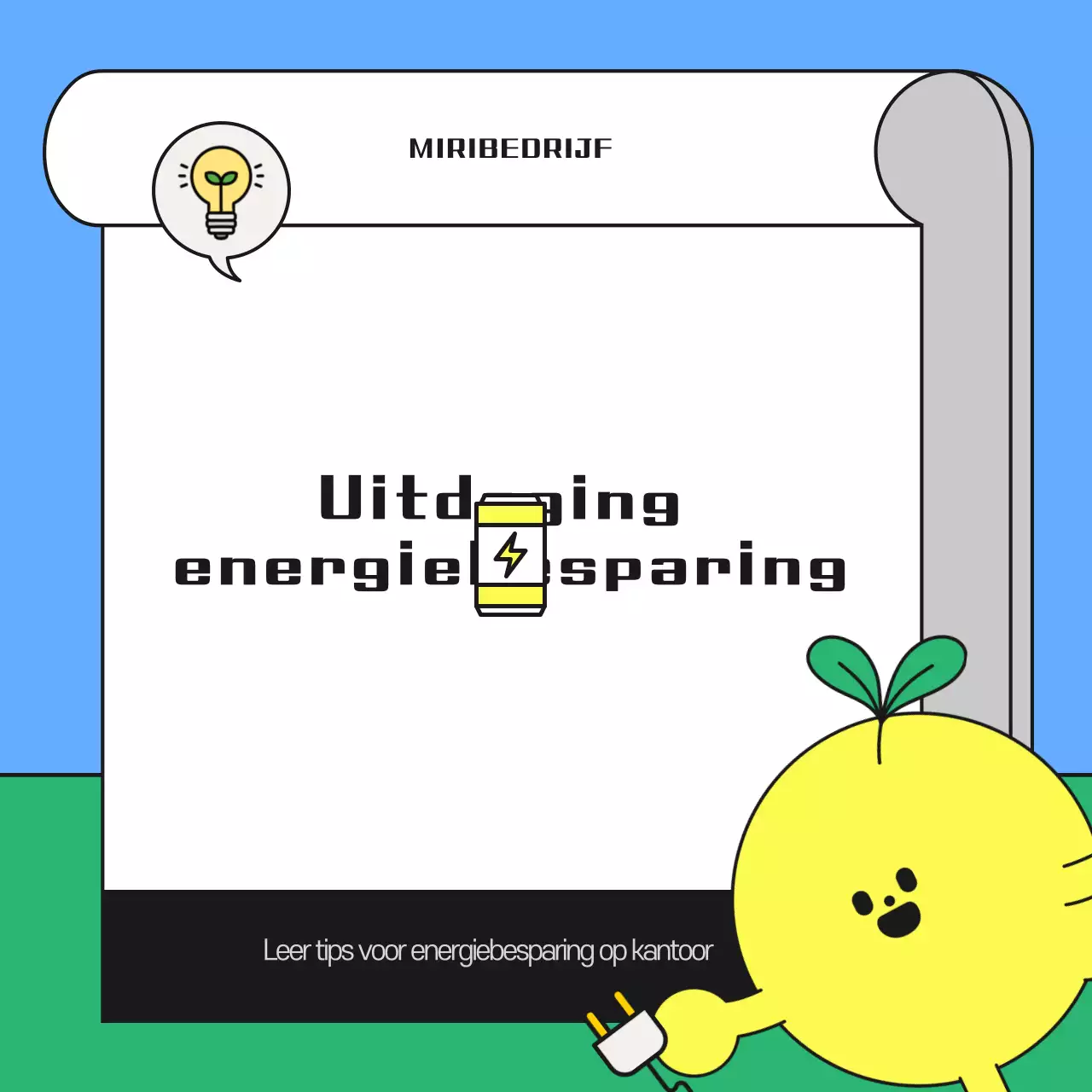 Een leuke energiebesparende campagne in lichtblauw en groen