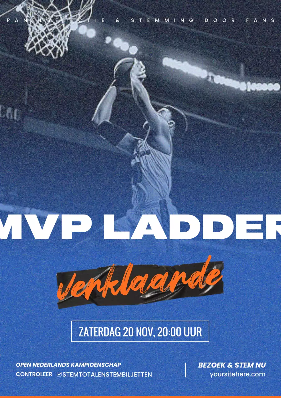 aankondiging blauw modern basketbal