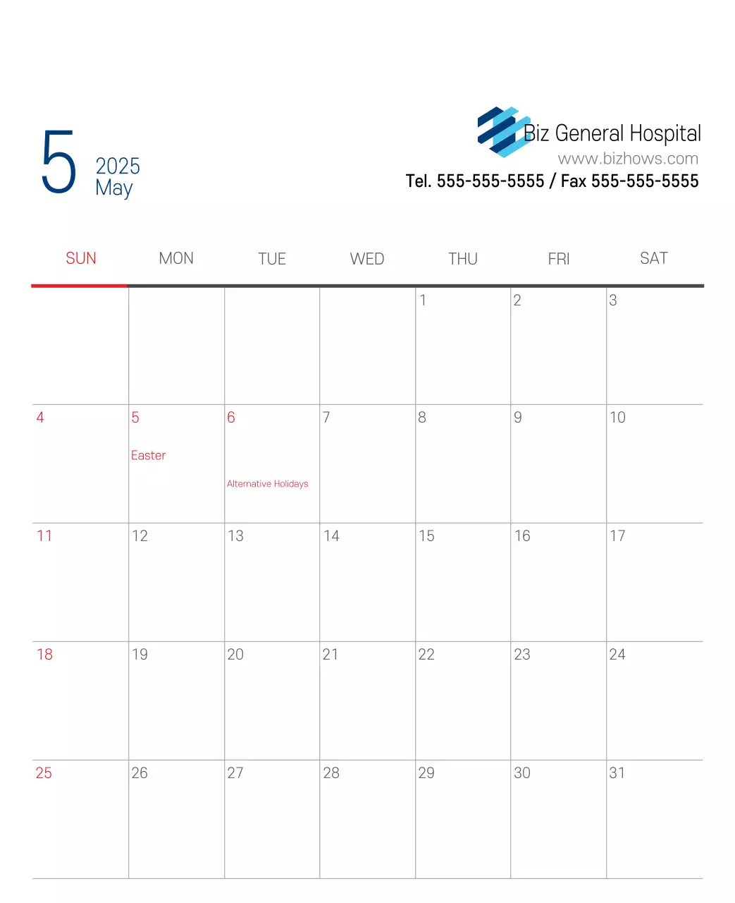 Kalender Promosi Rumah Sakit Sederhana Putih Angkatan Laut