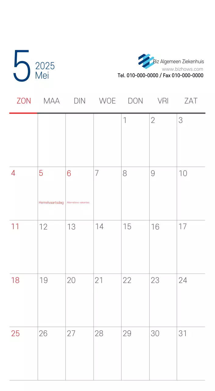 Navy Witte Eenvoudige Ziekenhuis Promotiekalender