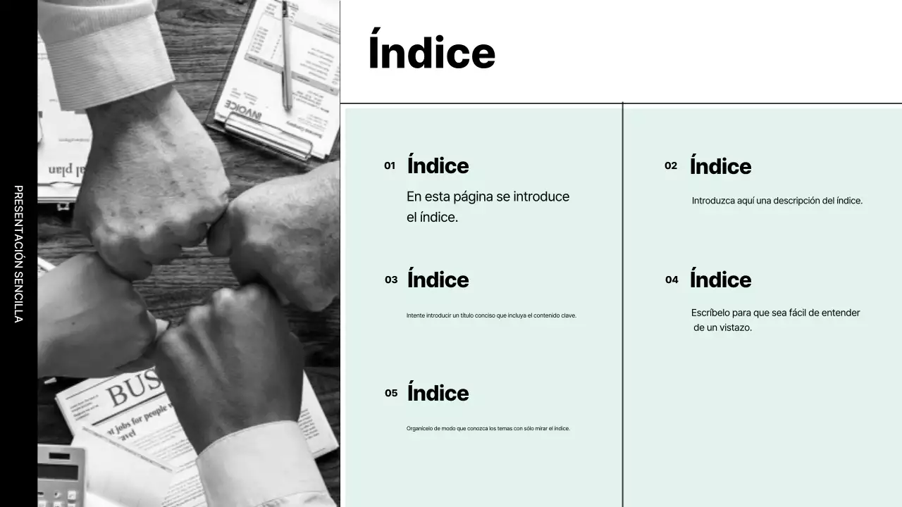 Explicación de la presentación Mint Minimal