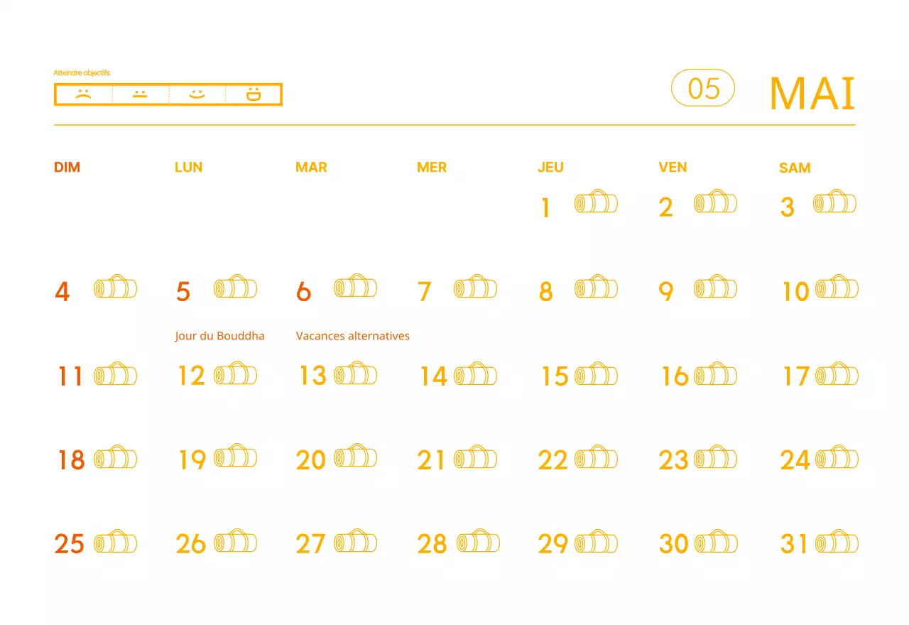 Calendrier promotionnel de yoga minimaliste orange