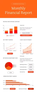 Orange Modern Financial Report Document Infographic