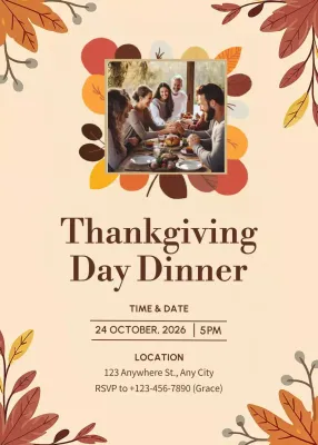 Beige Traditional Thanksgiving Invitation Poster