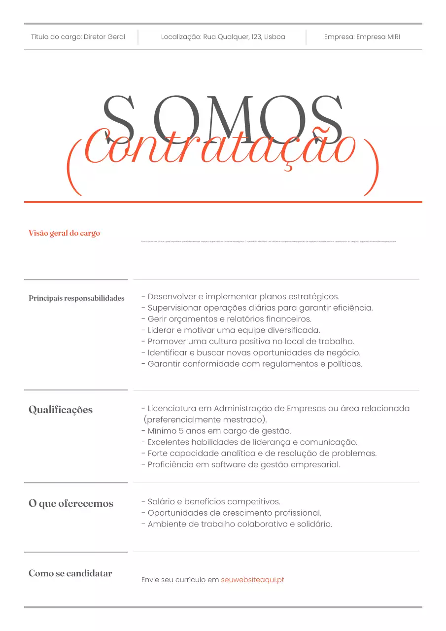 anúncio de recrutamento da orange modern