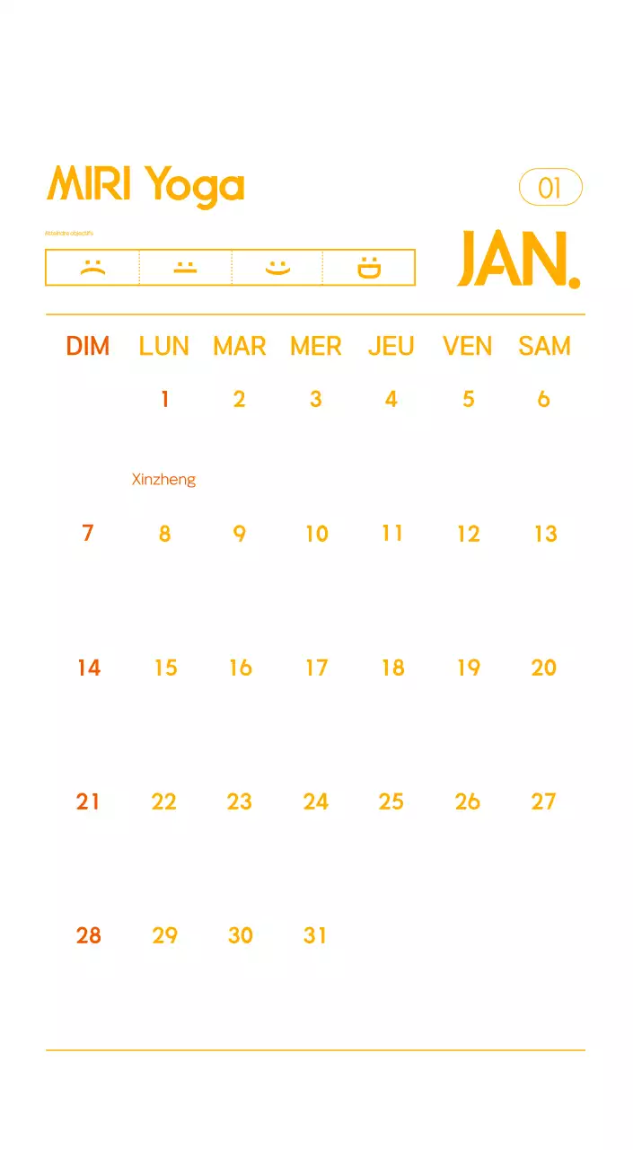 Calendrier promotionnel de yoga minimaliste orange