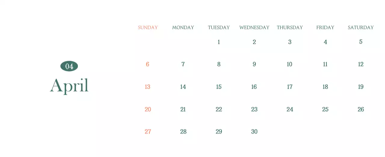 A modern cafe calendar with drink of the month recommendations