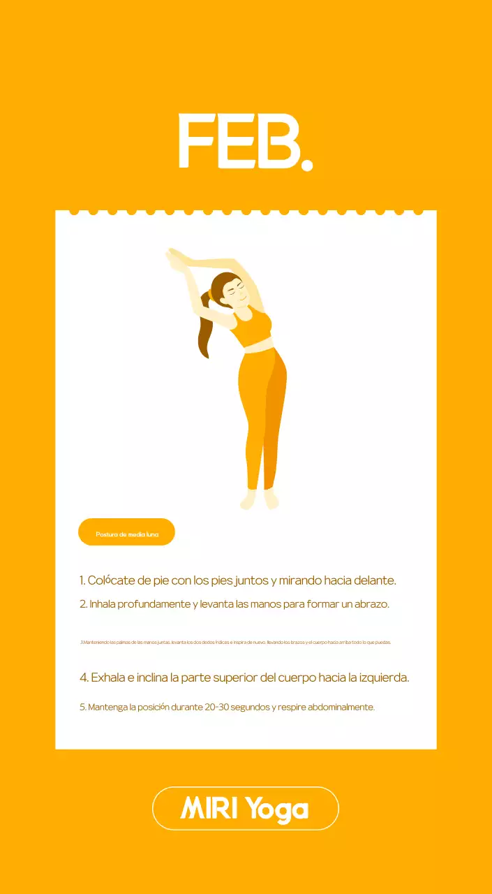 Calendario promocional de yoga minimalista naranja