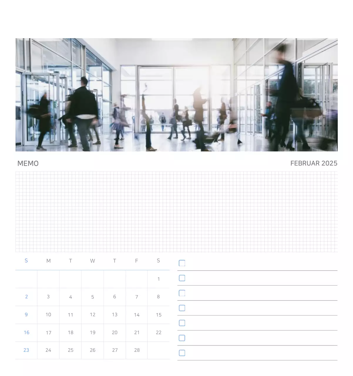 Blauer minimalistischer Firmenkalender Anzeige