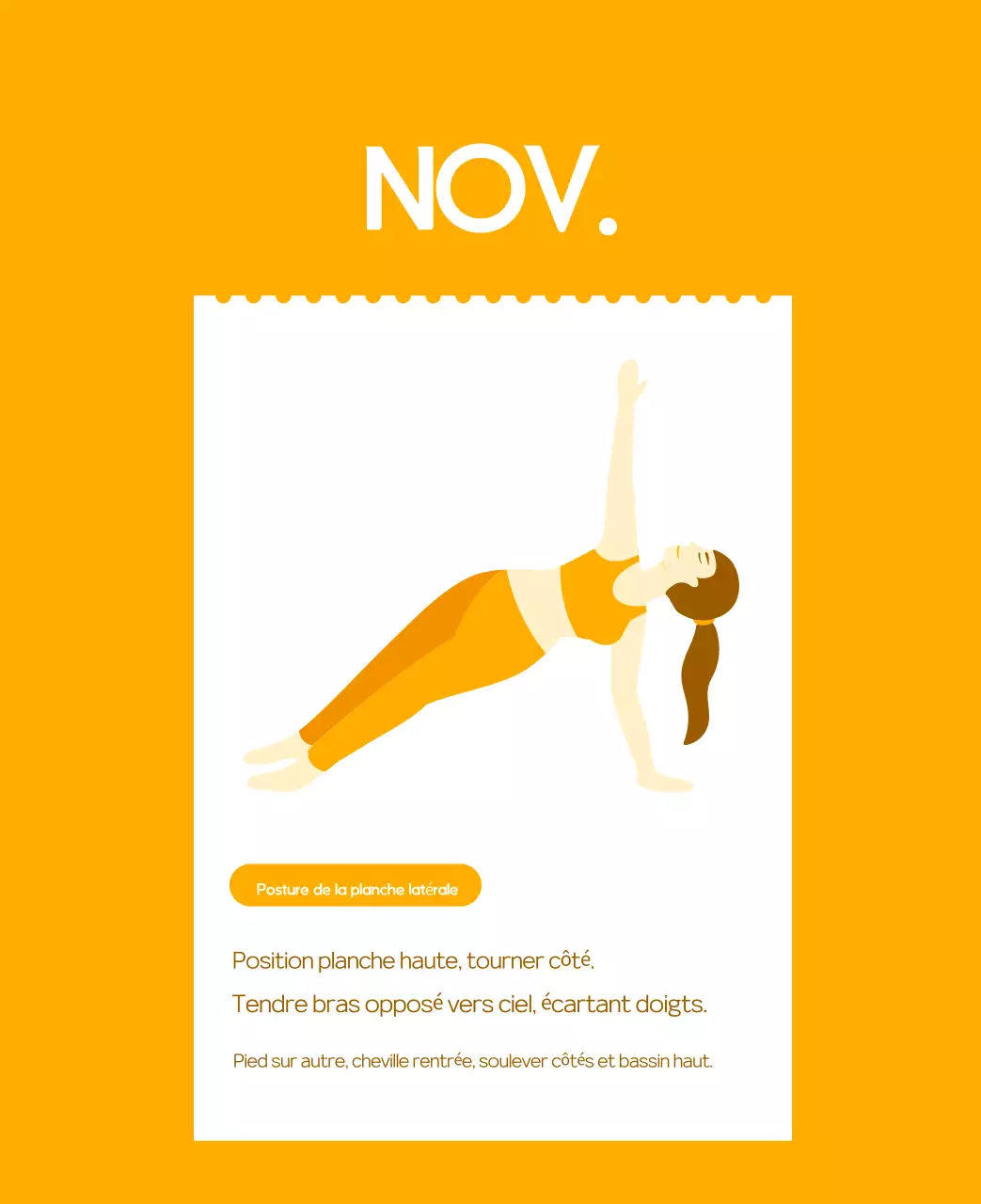 Calendrier promotionnel de yoga minimaliste orange