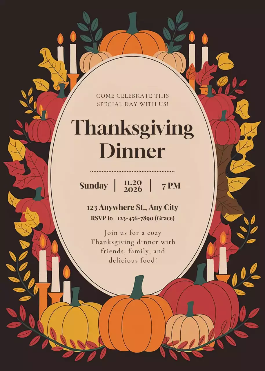Orange Traditional Thanksgiving Invitation Poster