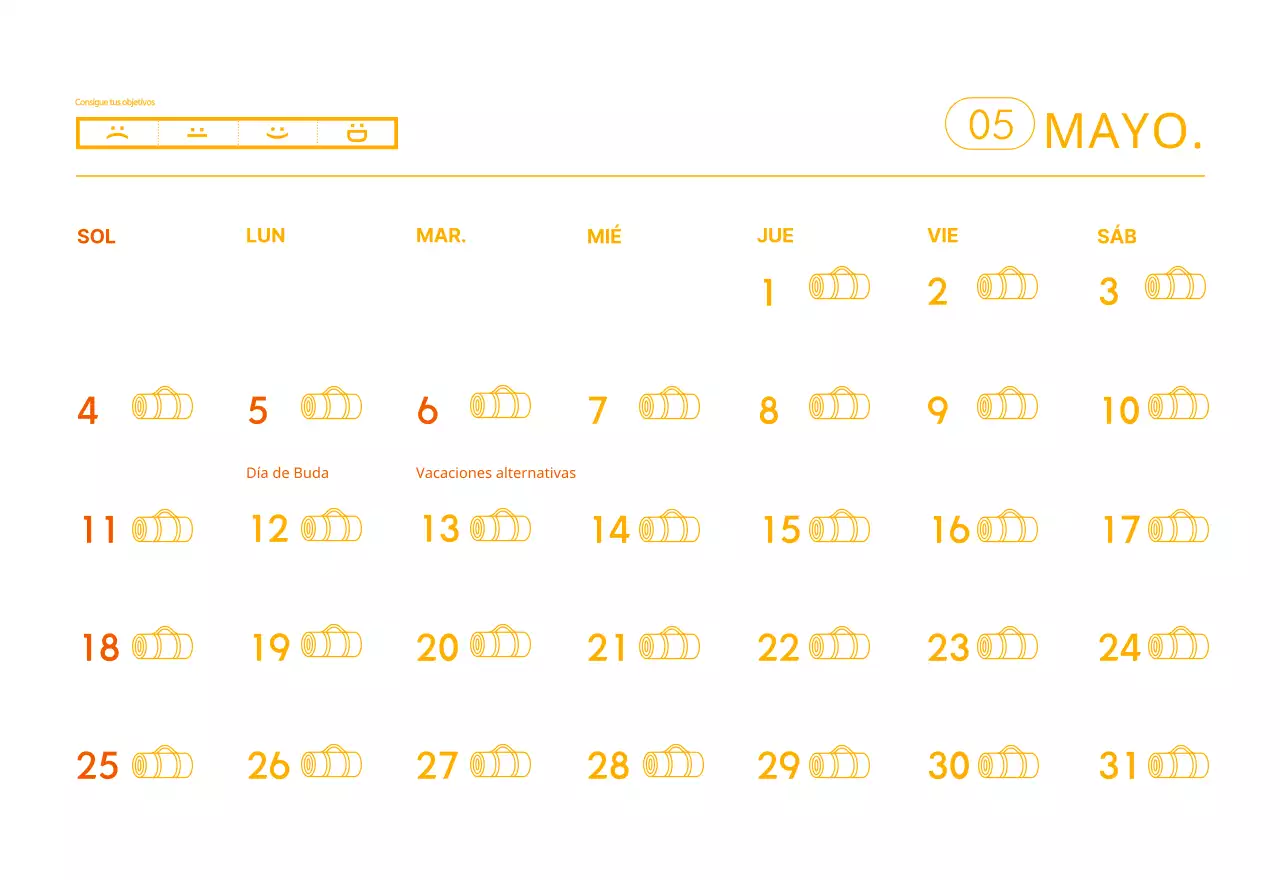 Calendario promocional de yoga minimalista naranja