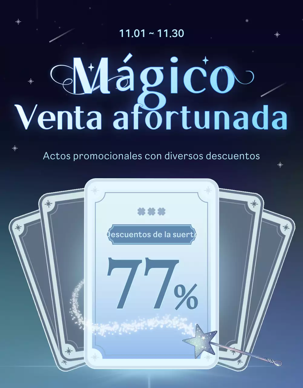 Promueva un evento de cupones Fantasía Azul y Negro