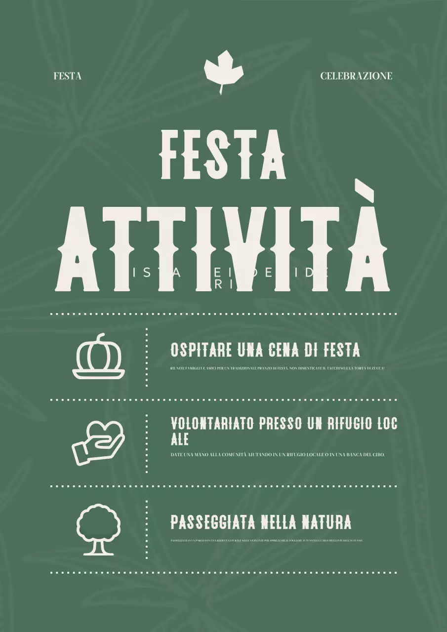 lista di controllo delle attività del Ringraziamento vintage verde