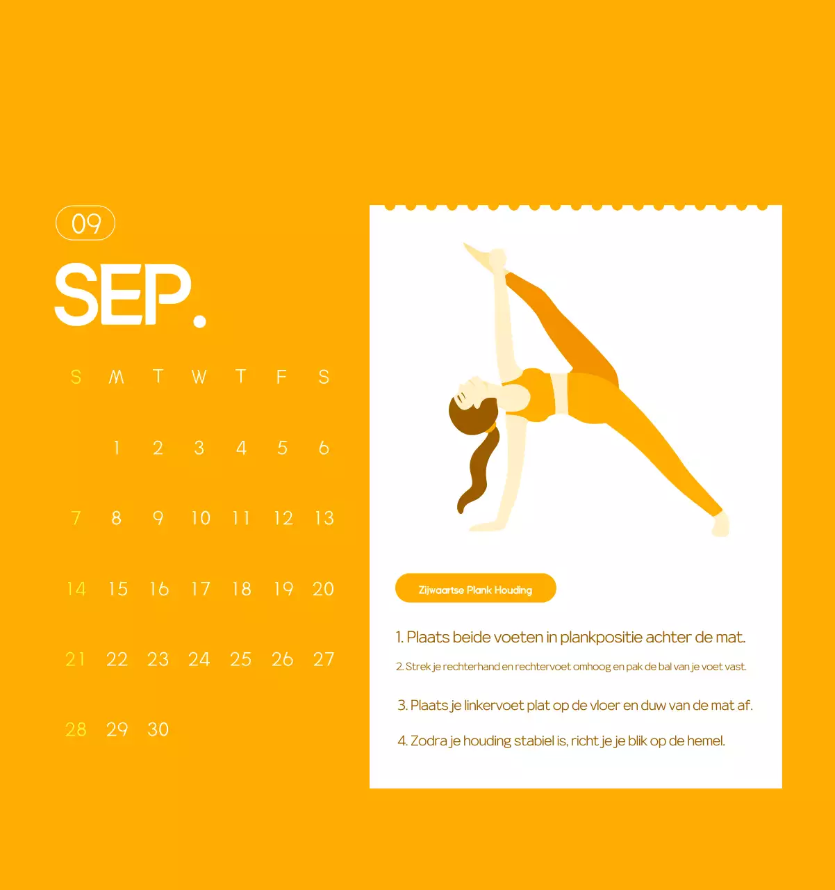 Oranje Minimalistische Yoga Promotiekalender