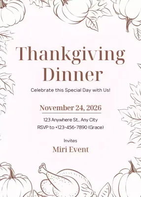 Beige Traditional Thanksgiving Invitation Poster