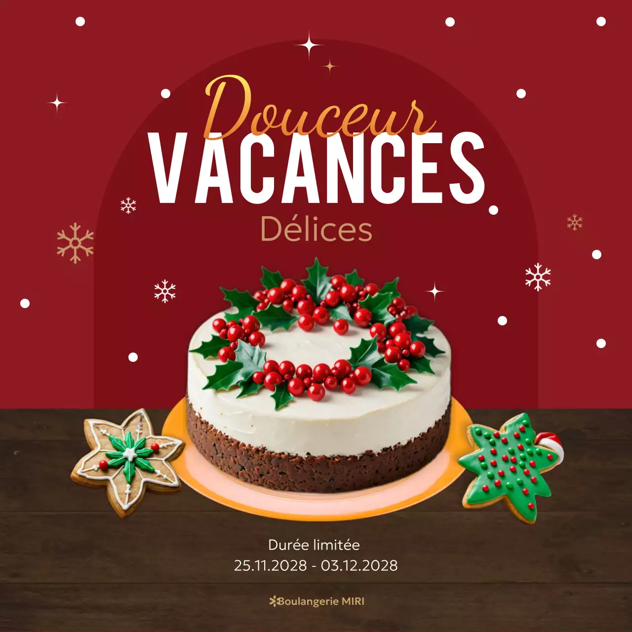 promotion de la boulangerie festive rouge