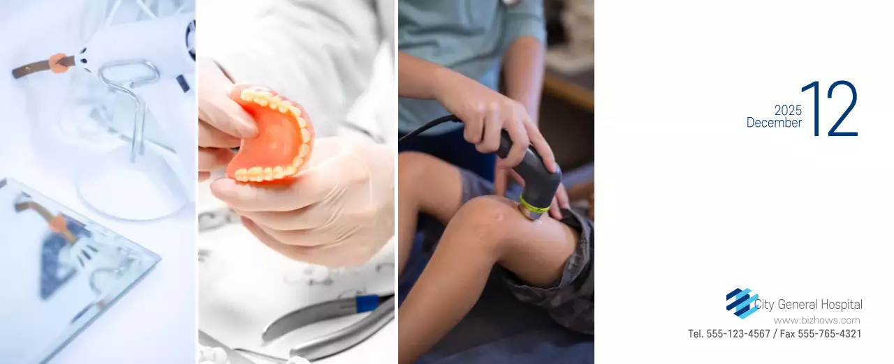 Navy White Simple Hospital Promotional Calendar