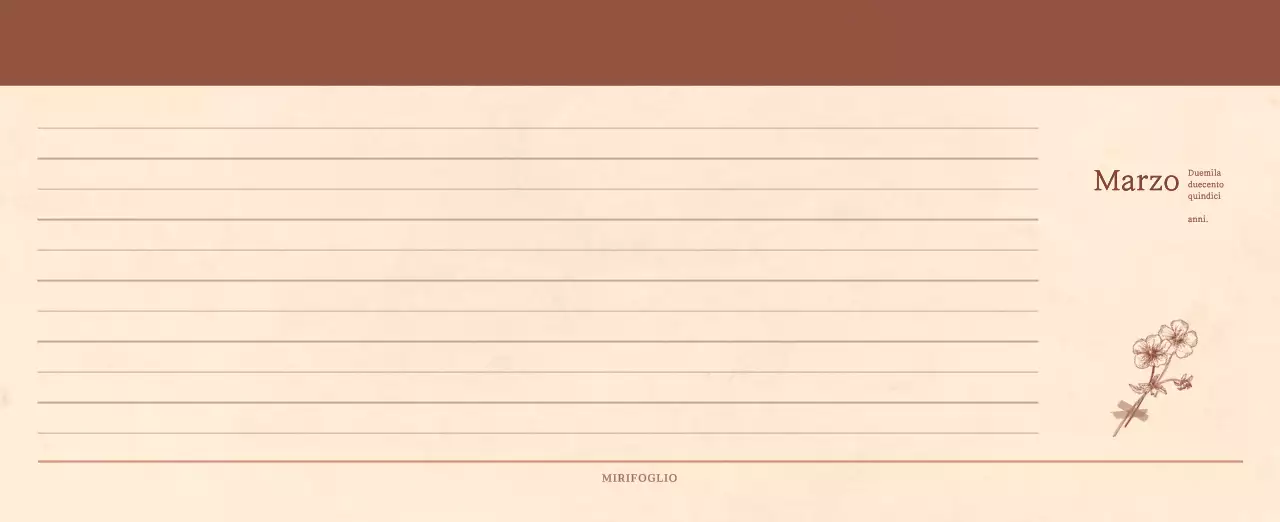 Un calendario sentimentale per fioristi in carta di lana marrone chiaro e marrone.