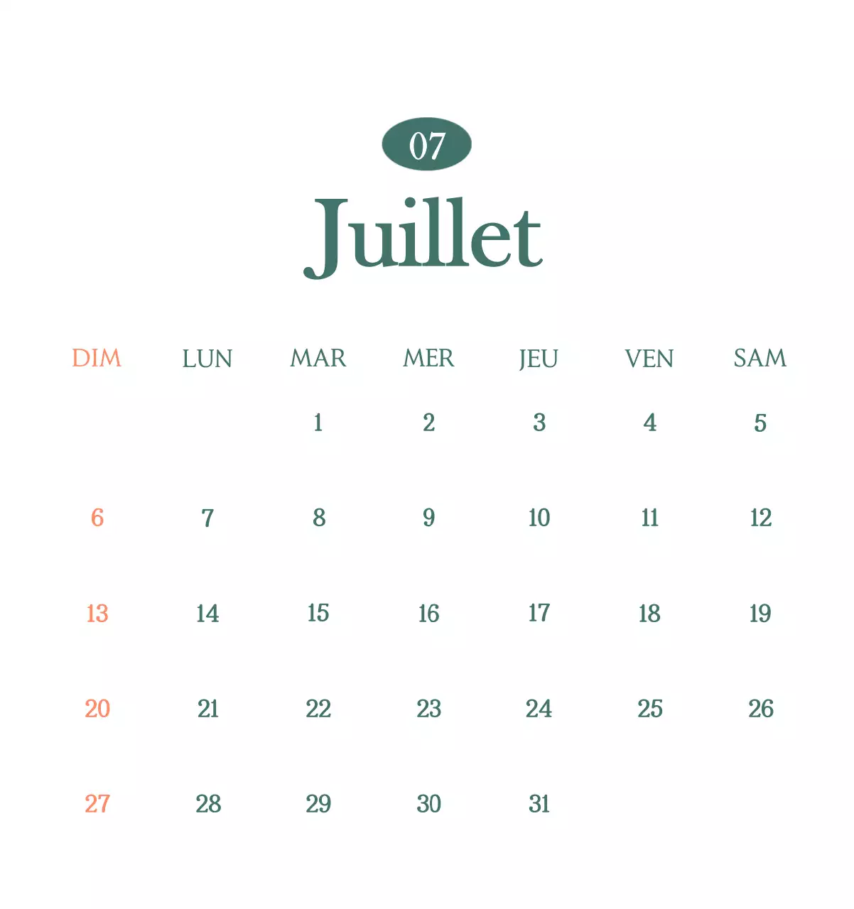 Un calendrier moderne pour les cafés avec des recommandations sur la boisson du mois.