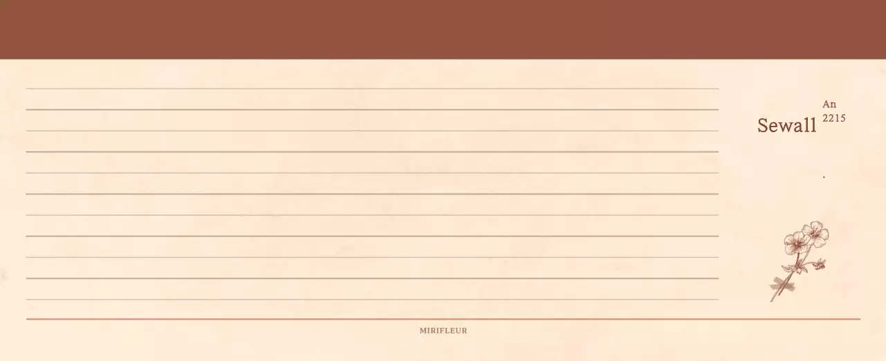 Calendrier sentimental de fleuriste en papier de laine marron clair et marron.