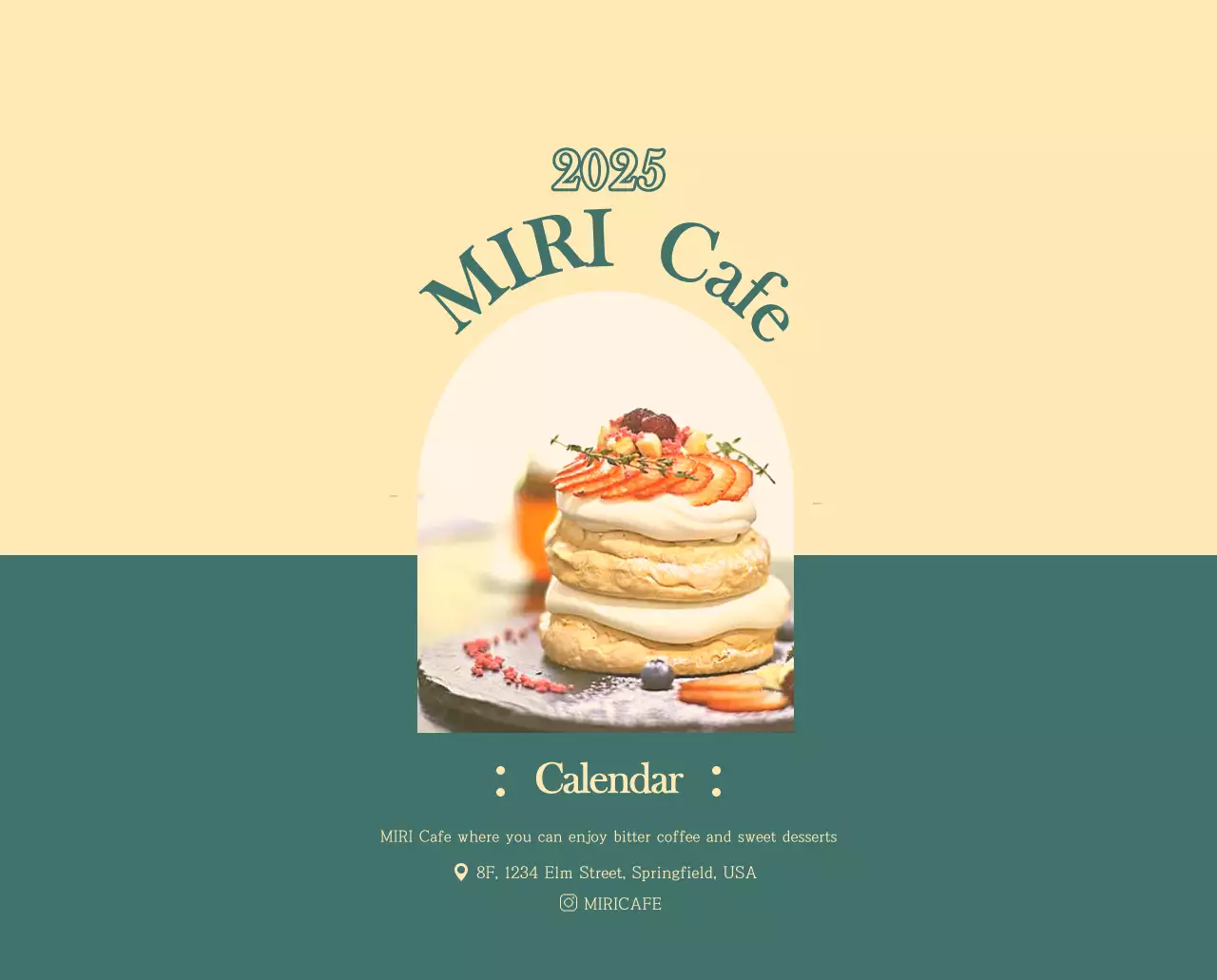 A modern cafe calendar with drink of the month recommendations