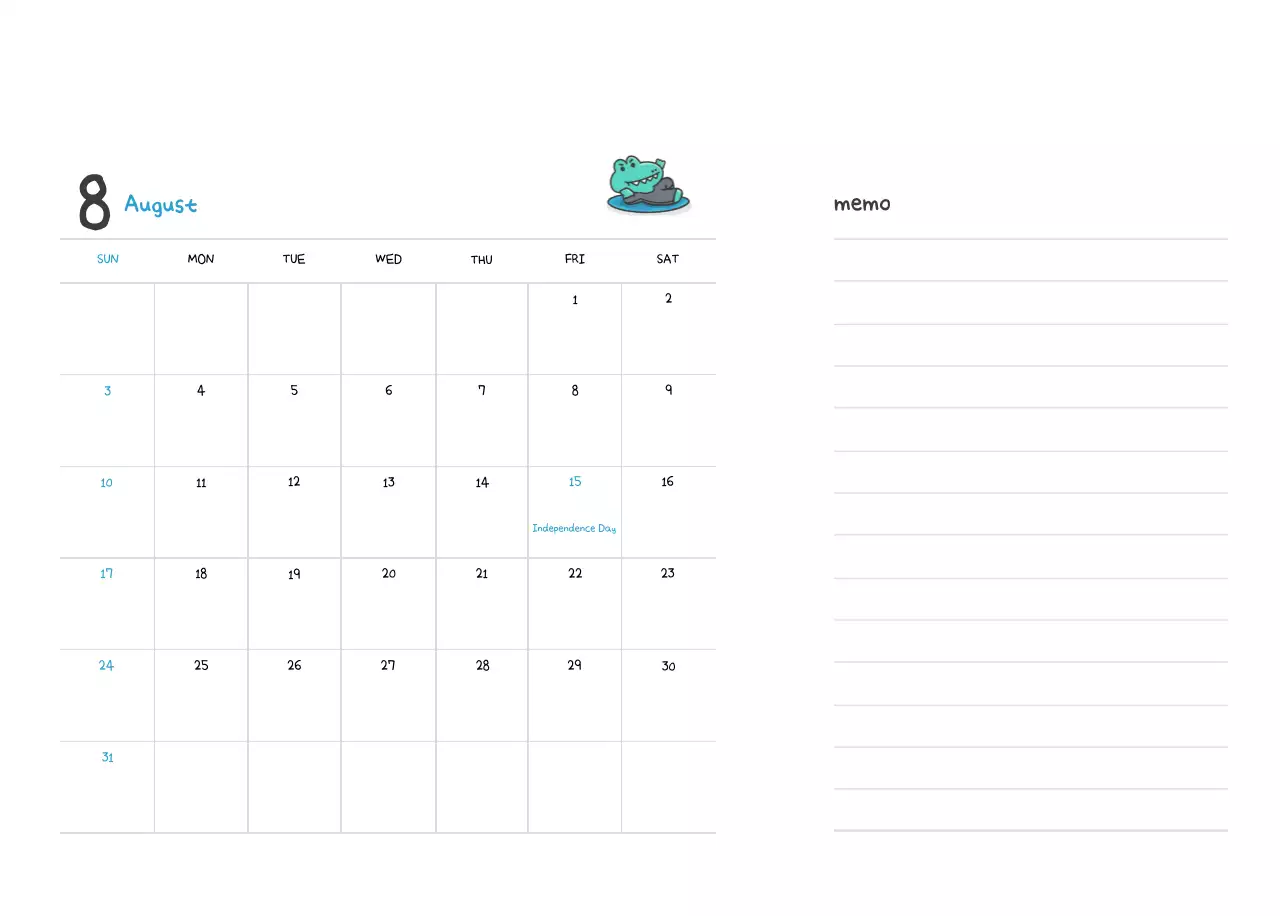 A calendar with a cute Argo illustration concept