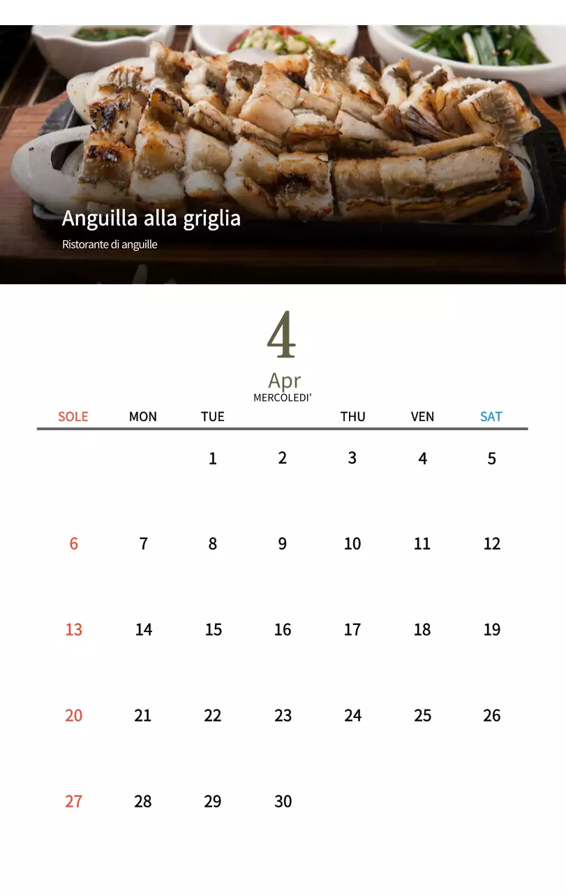 Calendario alimentare tradizionale beige